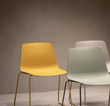 Three colorful chairs